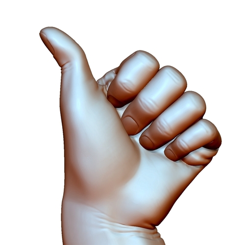 Thumb up sign hand gesture male bended