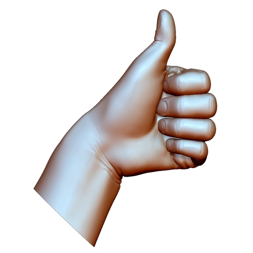 Thumb up sign hand gesture male bended 3D Print 248694