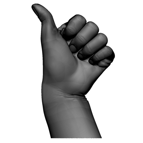 Thumb up sign hand gesture male bended 3D Print 248696