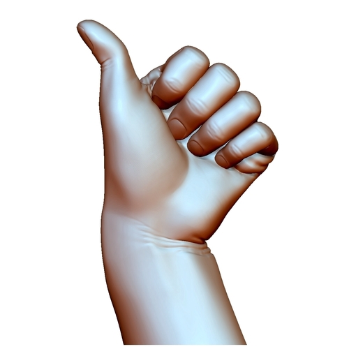 Thumb up sign hand gesture male bended 3D Print 248699