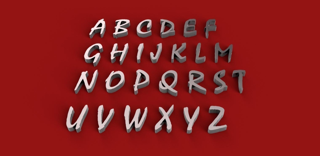 MISTRAL font uppercase and lowercase 3D letters STL file
