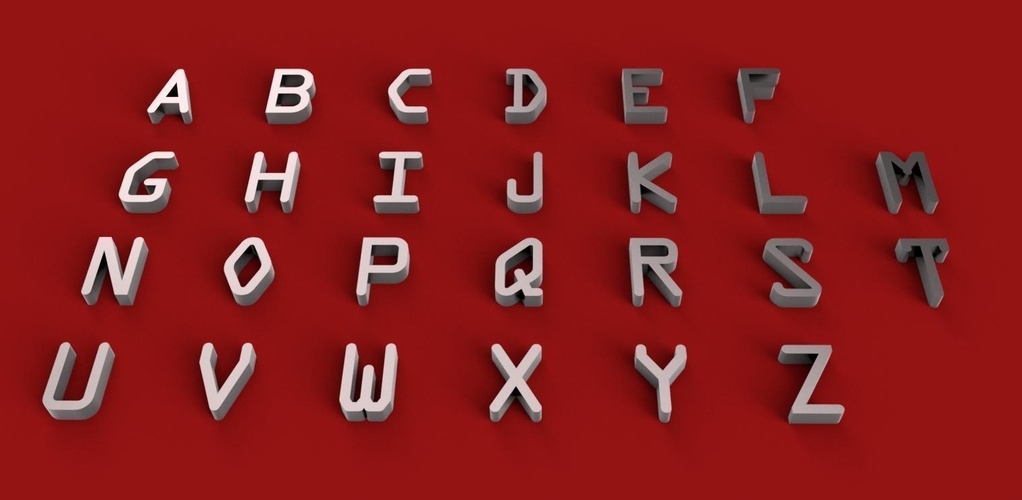 OCRA font uppercase and lowercase 3D letters STL file