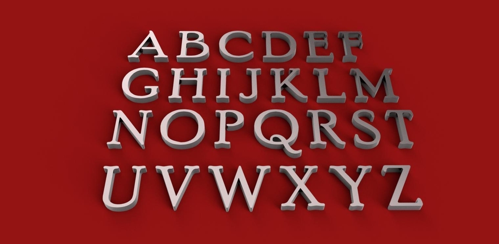 POOR RICHARD font uppercase and lowercase 3D letters STL file
