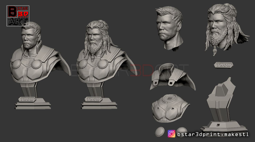 Thor Bust Avenger bust - 2 Heads - Infinity war - Endgame  3D Print 250577