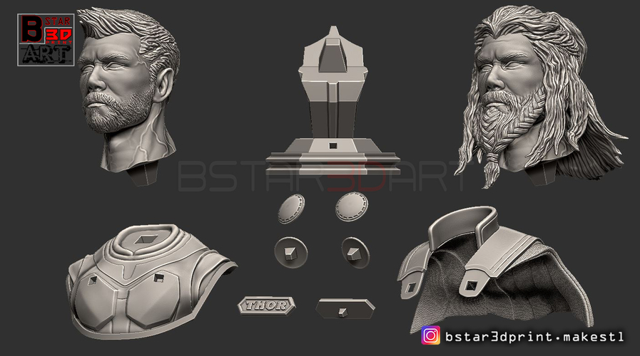 Thor Bust Avenger bust - 2 Heads - Infinity war - Endgame  3D Print 250590