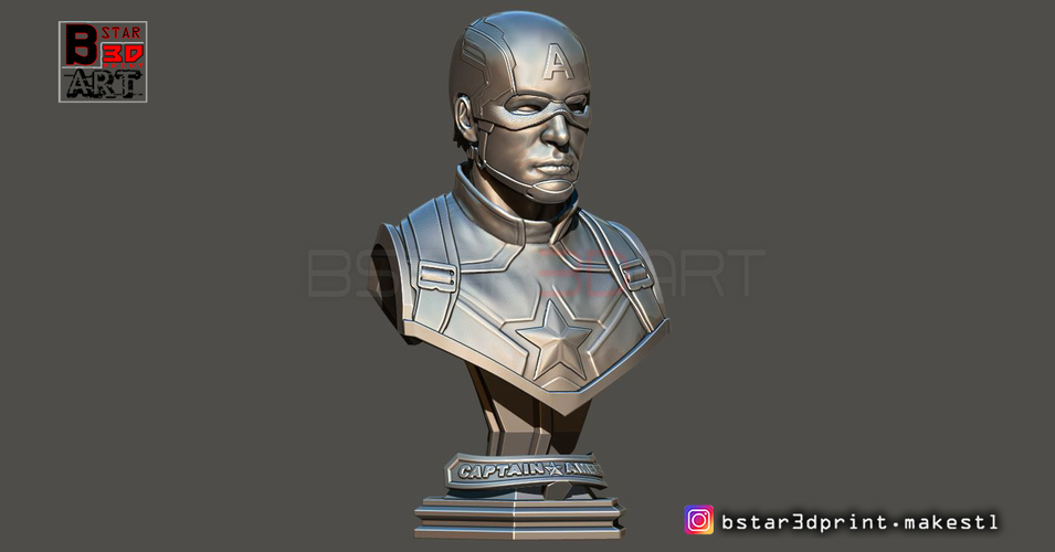 Captain America bust - with 2 Heads for bust - from Marvel 3D Print 250603