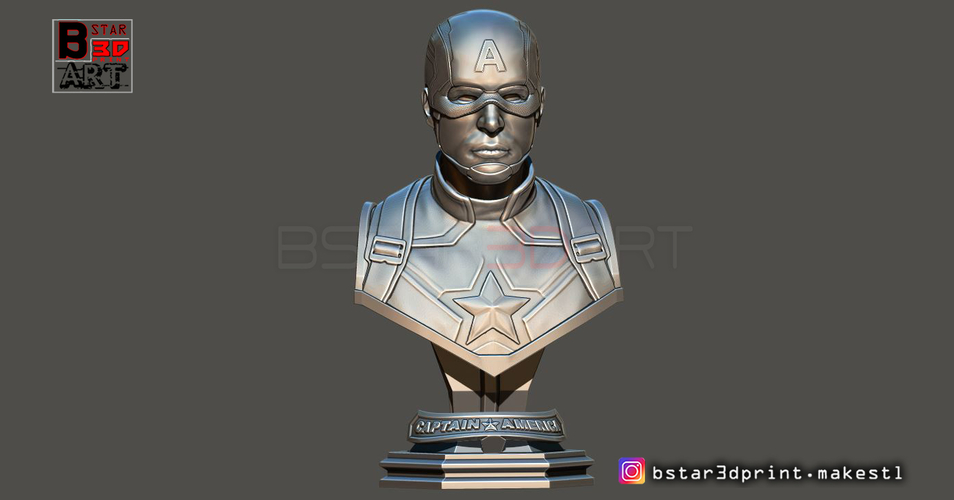 Captain America bust - with 2 Heads for bust - from Marvel 3D Print 250604