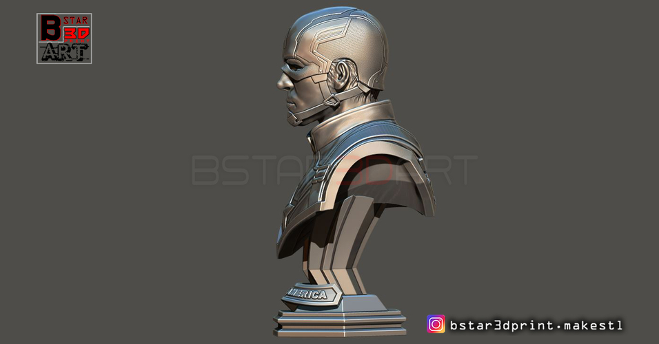 Captain America bust - with 2 Heads for bust - from Marvel 3D Print 250605