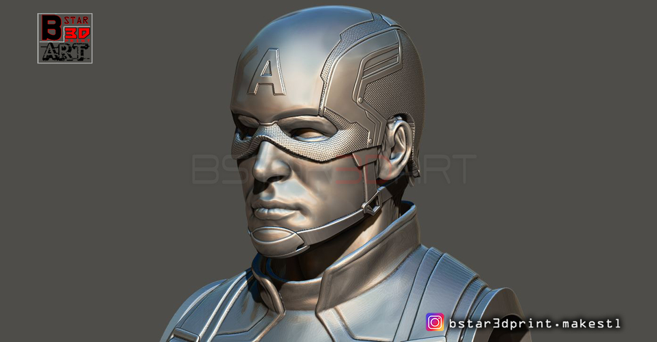 Captain America bust - with 2 Heads for bust - from Marvel 3D Print 250608
