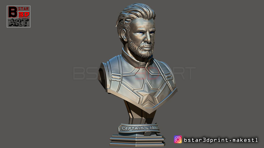 Captain America bust - with 2 Heads for bust - from Marvel 3D Print 250609