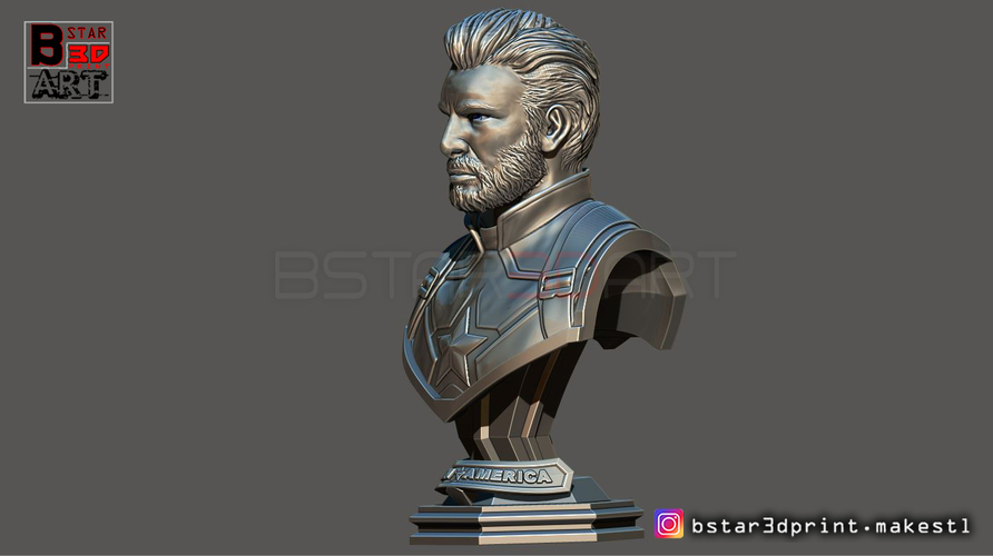 Captain America bust - with 2 Heads for bust - from Marvel 3D Print 250610