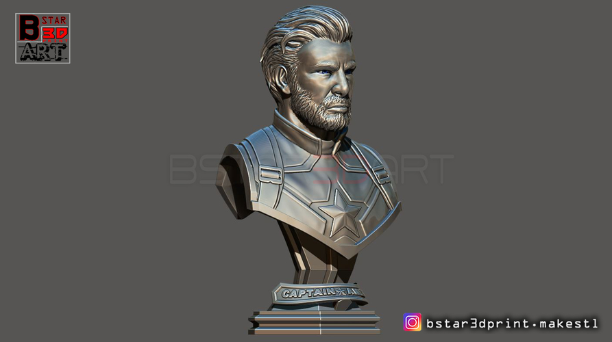 Captain America bust - with 2 Heads for bust - from Marvel 3D Print 250612