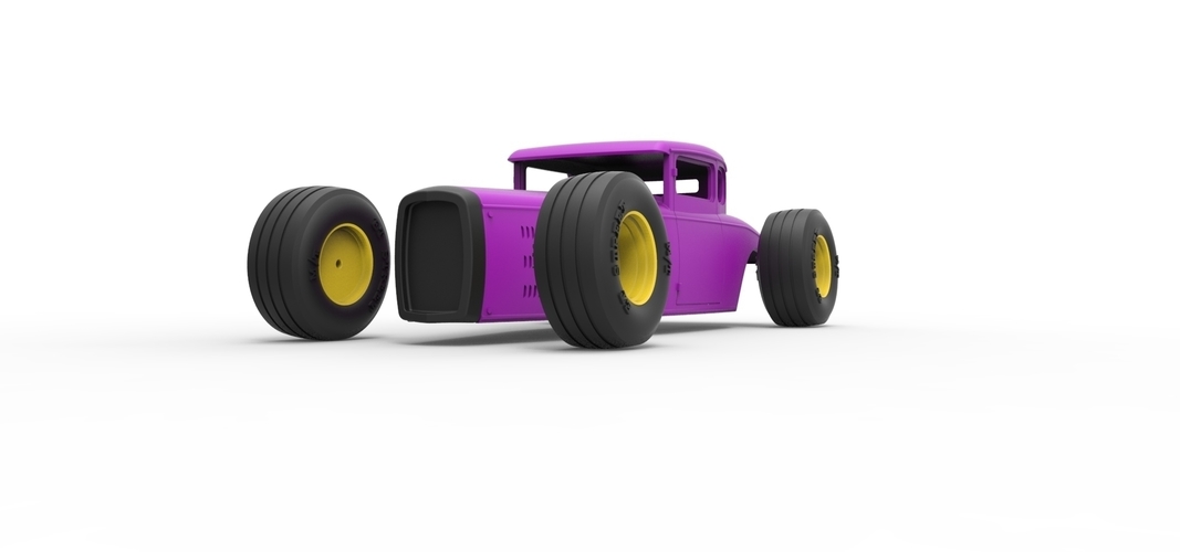 Shell and wheels for Hot rod Scale 1 to 24 3D Print 250732