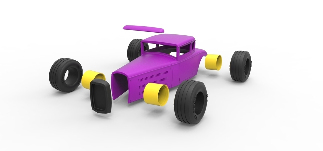 Shell and wheels for Hot rod Scale 1 to 24 3D Print 250742