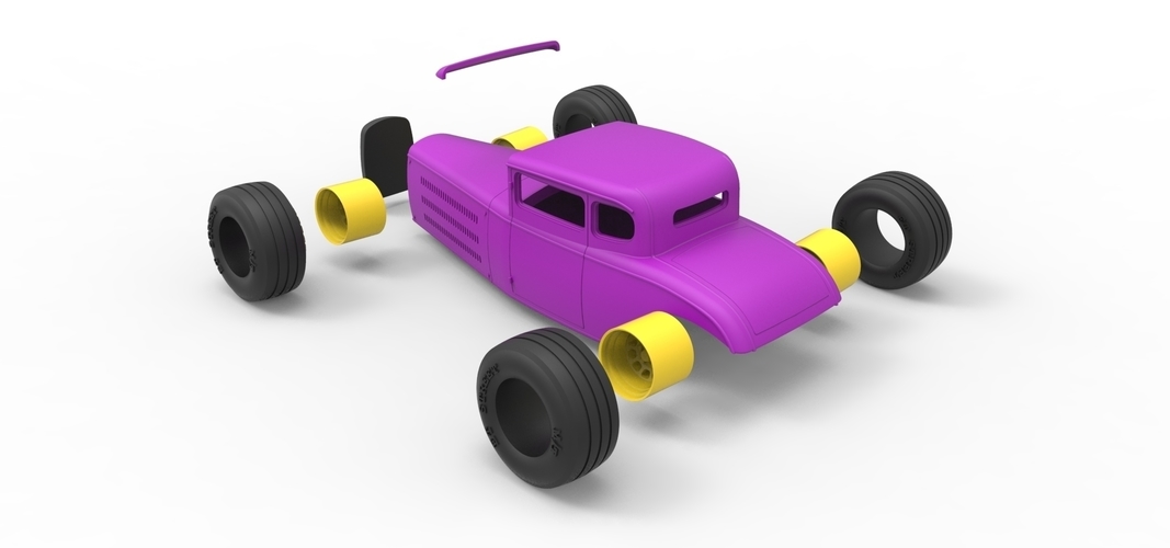 Shell and wheels for Hot rod Scale 1 to 24 3D Print 250743