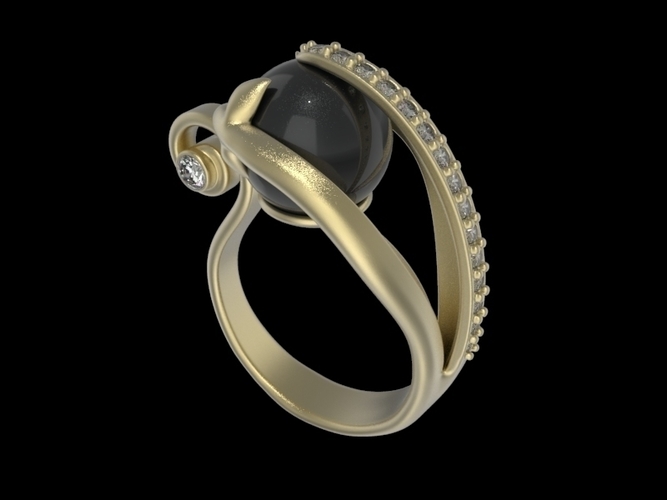 Ring With Pearl  3D Print 251030