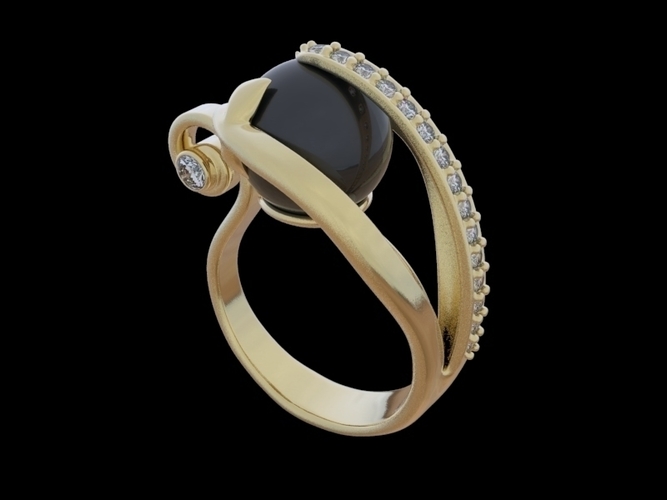 Ring With Pearl  3D Print 251031