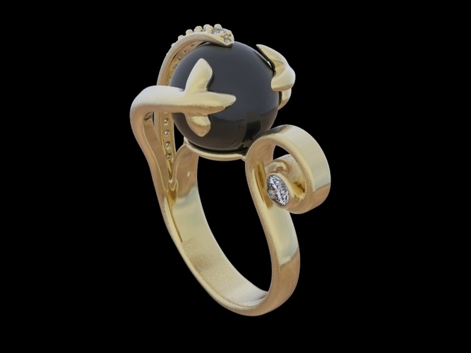Ring With Pearl  3D Print 251032
