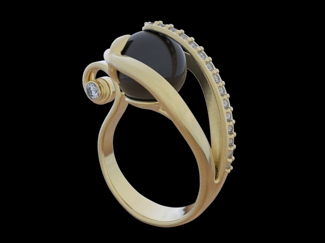 Ring With Pearl  3D Print 251034