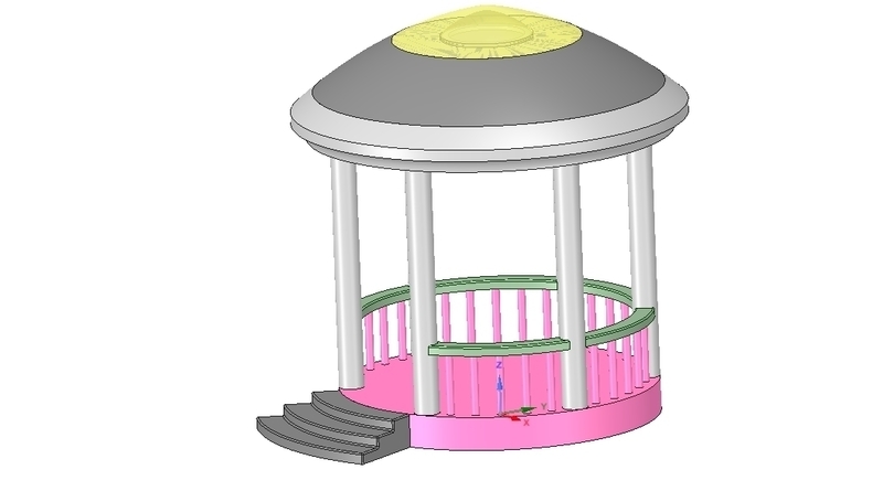 Rotunda arbor terrace for 3D printing and assembly