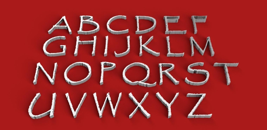 PAPYRUS FONT UPPERCASE 3D LETTERS STL FILE