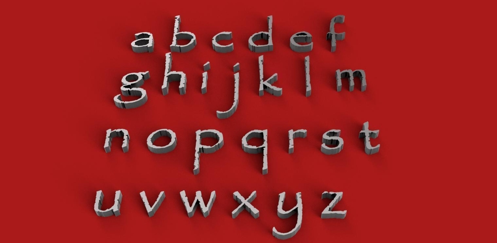 PAPYRUS font lowercase 3D letters STL file