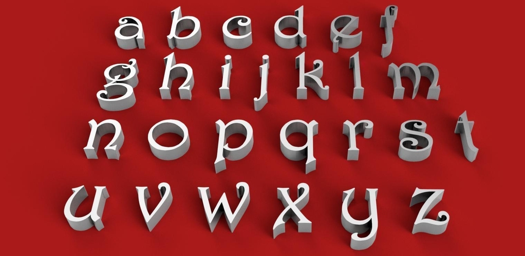 HARRINGTON font lowercase 3D letters STL file
