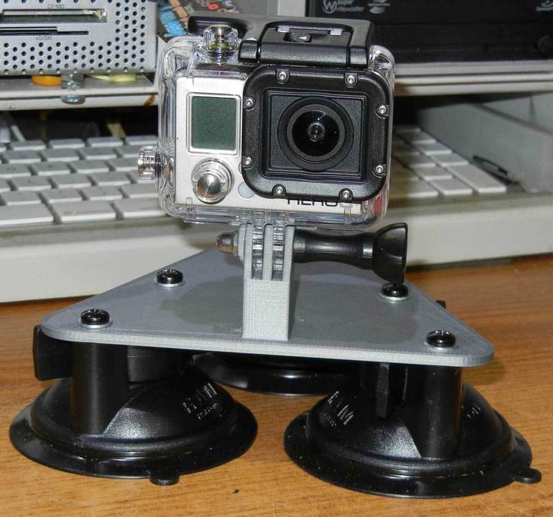 GoPro Camera 3 point suction cup mount. Hood mount