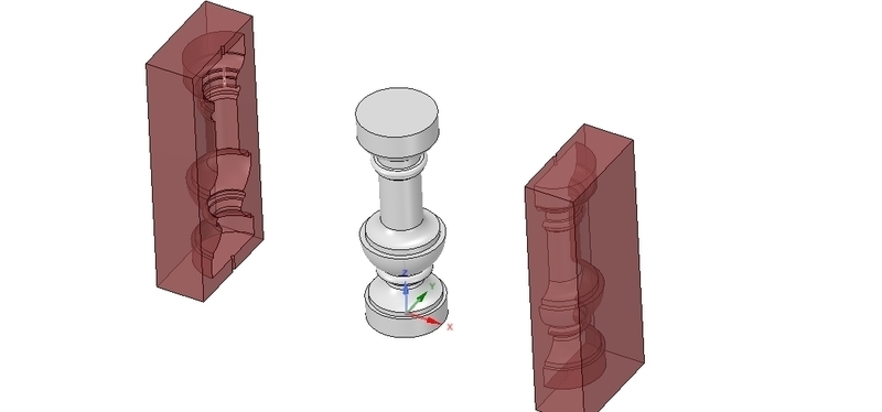 concrete or plaster baluster w casting mold 3d