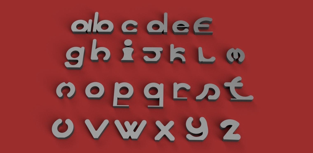 VERTICAL lowercase 3D letters STL file
