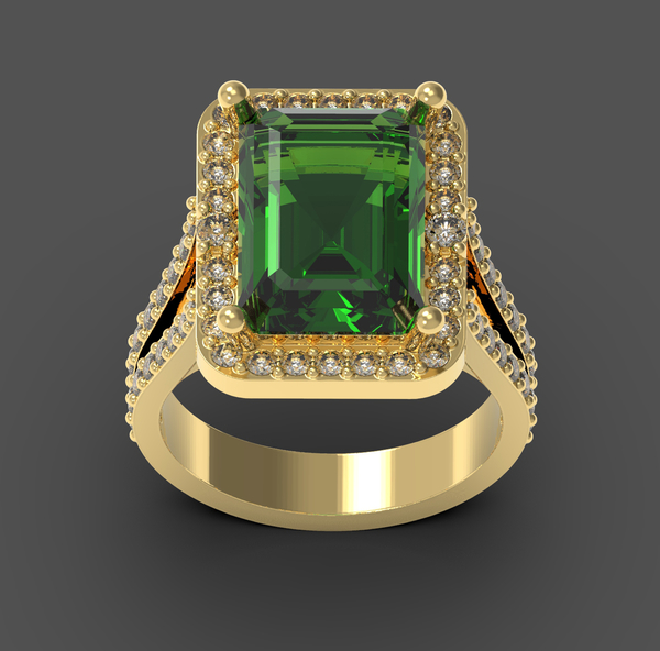Medium Emerald ring 3D Printing 253249