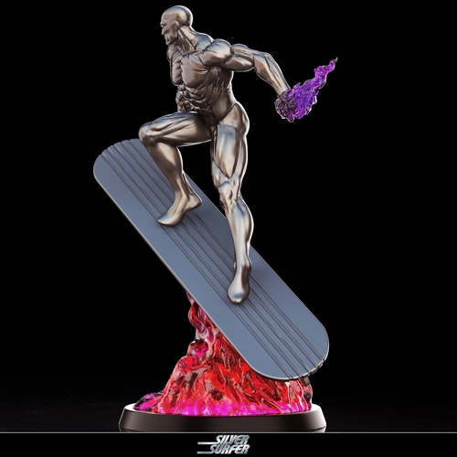 3D Printed Silver Surfer in action 3D print model by