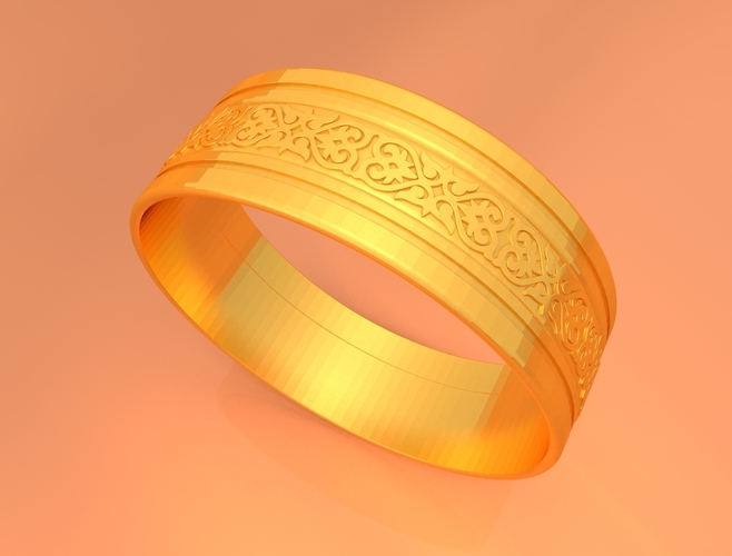 Wedding Gold Ring KTWR01 3D Print 253443