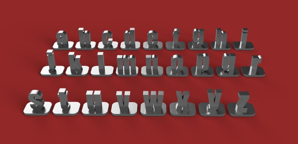 VERTICAL-1 lowercase 3D letters STL file