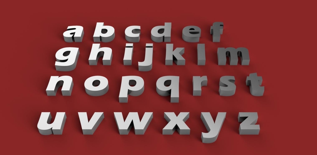 ERASBOLD font lowercase 3D letters STL file