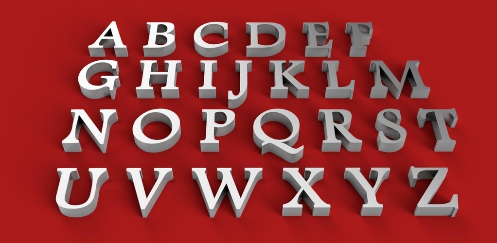 FOOTLIGHT font uppercase 3D letters STL file