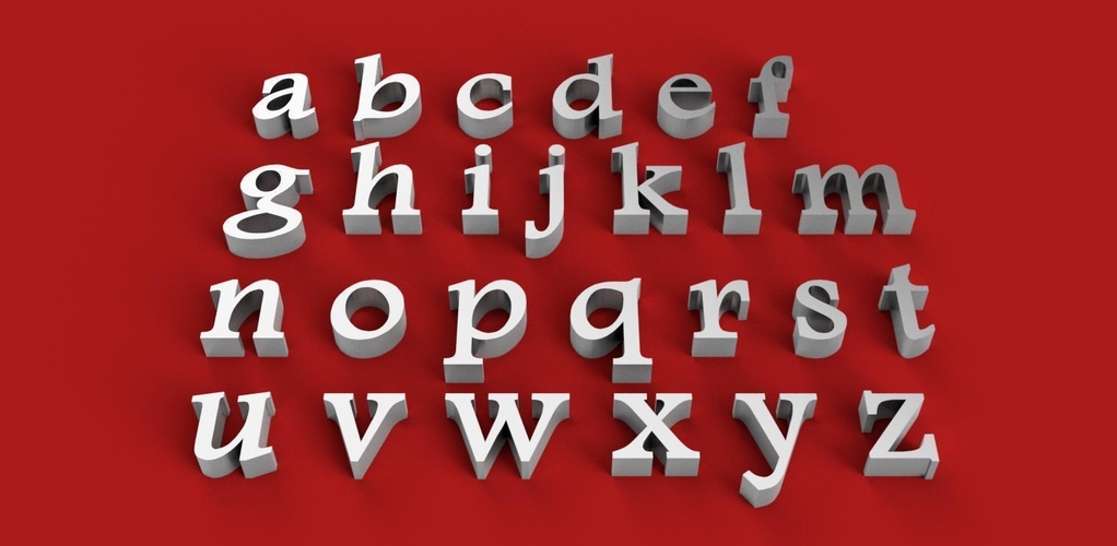 FOOTLIGHT font lowercase 3D letters STL file