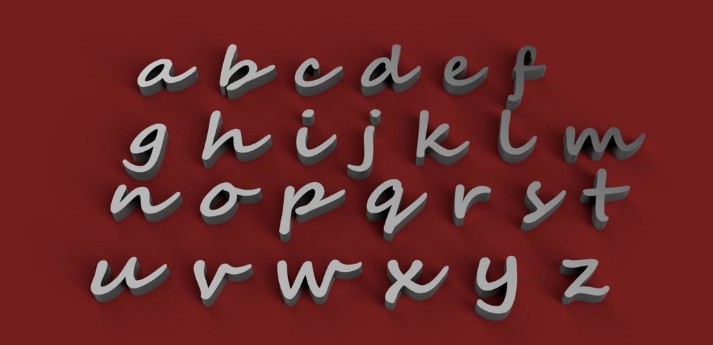 SEGOE SCRIPT font lowercase 3D letters STL file