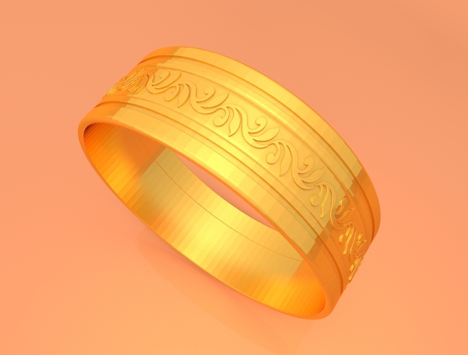 Wedding Gold Ring KTWR05 3D Print 253768