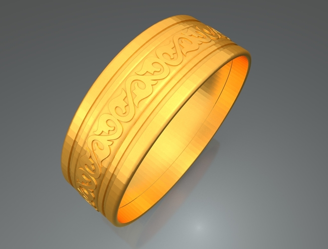 Wedding Gold Ring KTWR07 3D Print 253769