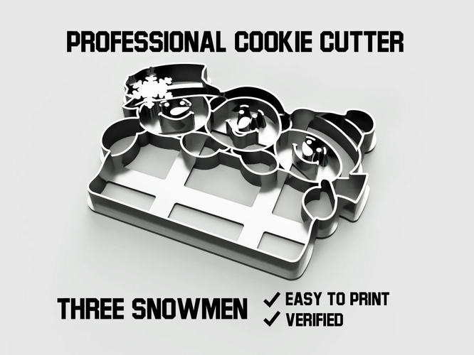Three snowmen cookie cutter 3D Print 254749