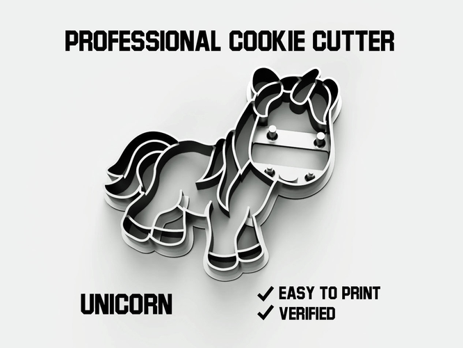 Unicorn cookie cutter 3D Print 254750
