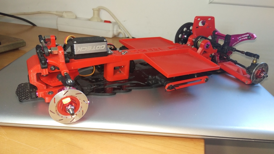 3D Printed Sakura D4 steering + upper motor mount RWD by MundoRc94