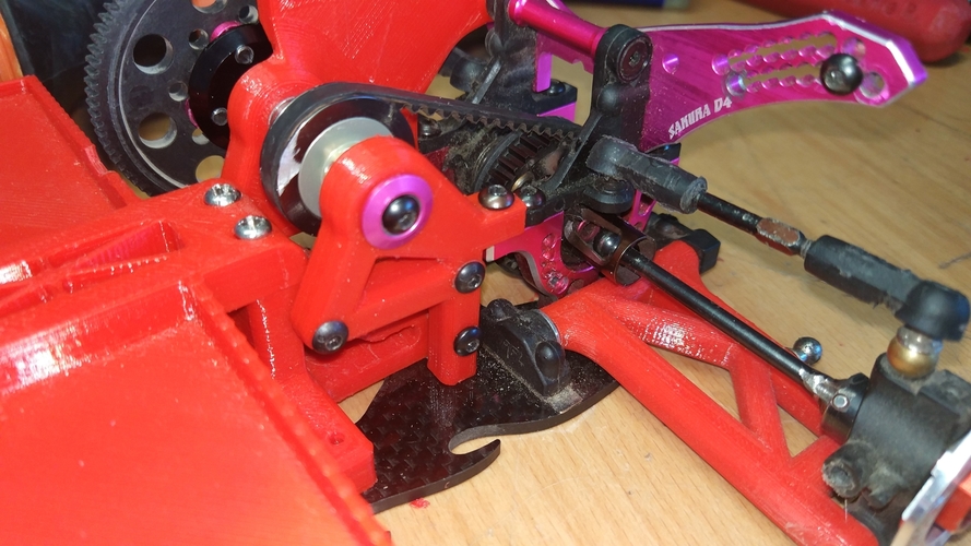 Sakura D4 steering + upper motor mount RWD 3D Print 254929
