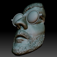 Leon killer portrait bas-relief stl - Thumbnail 3