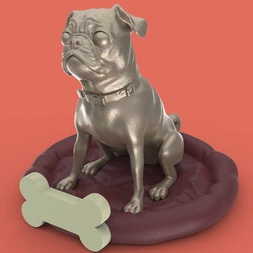 Pug dog realistic model, splited and ready for 3d print 3D Print 256467