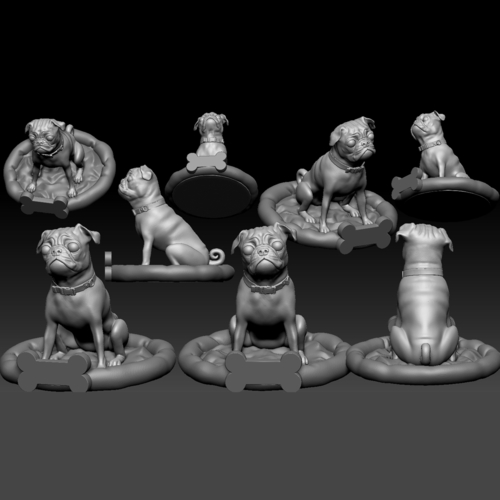 Pug dog realistic model, splited and ready for 3d print 3D Print 256468