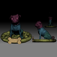 Pug dog realistic model, splited and ready for 3d print - Thumbnail 3