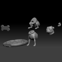 Pug dog realistic model, splited and ready for 3d print - Thumbnail 4