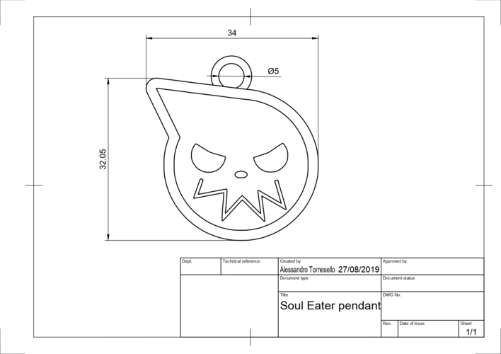 Soul Eater Pendant 3D Print 257366